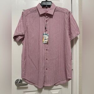 Robert Graham Fornillo short sleeve button-up shirt in berry color (Size M).